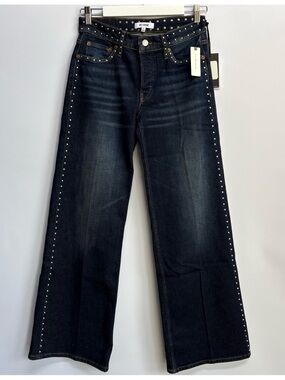 NWT Anthropologie RE/DONE Studded Mid-Rise Wide-Leg Jeans, size 26